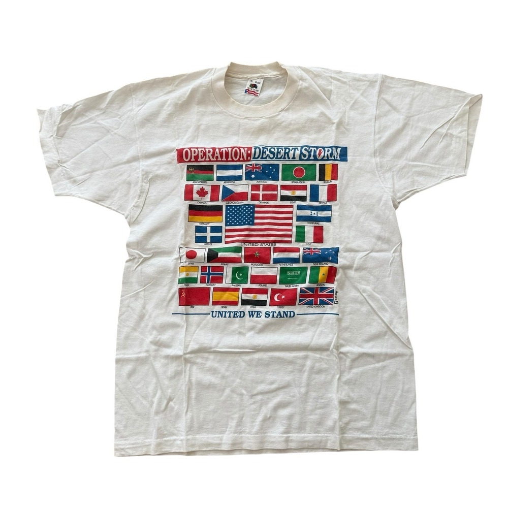 Vintage 1990s Operation Desert Storm Flag T Shirt XL USA Made Single Stitch